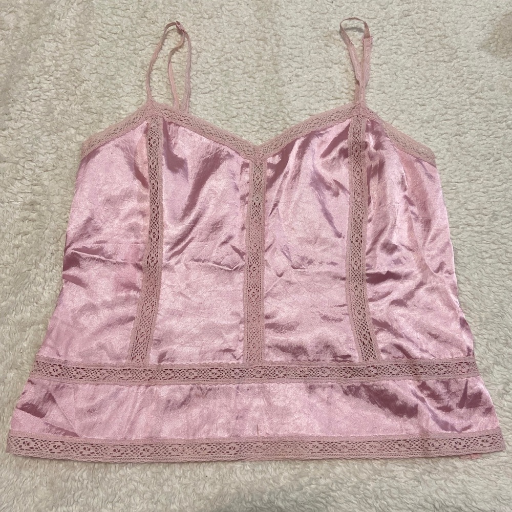 Banana Rebublic women’s pink lace cotton coquette crop top size XS